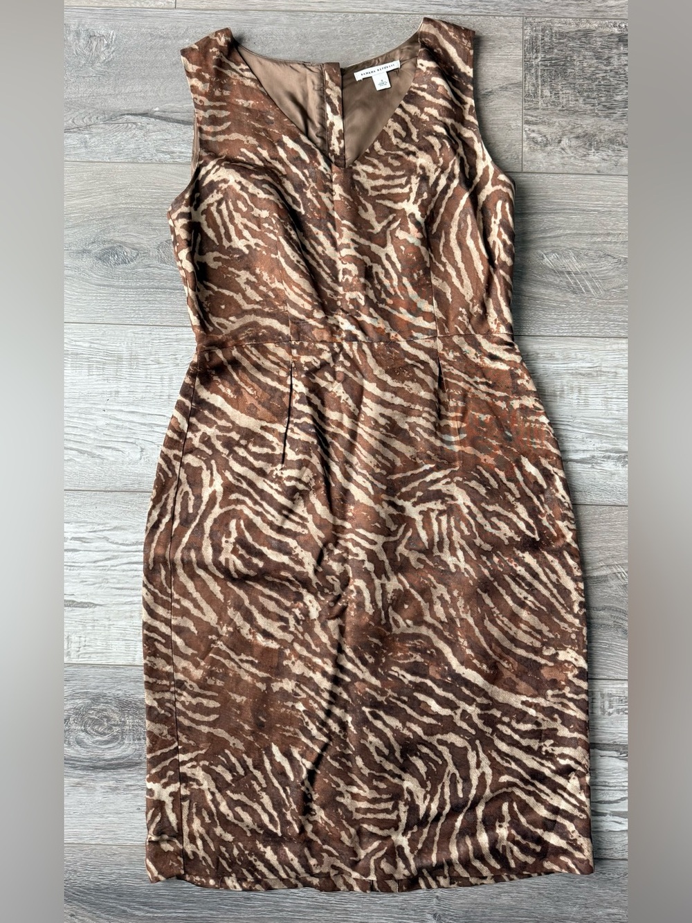 Banana Republic Animal Print Sheath Dress, Size 6, Sleeveless Brown